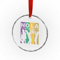 Mardi Gras NOLA New Orleans Carnival Jazz Music Glitter Print Crystal Glass Ornament