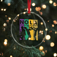 Mardi Gras NOLA New Orleans Carnival Jazz Music Glitter Print Crystal Glass Ornament