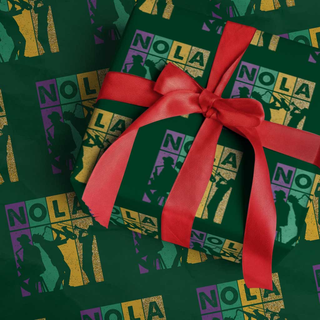 Mardi Gras NOLA New Orleans Carnival Jazz Music Glitter Print Wrapping Paper Roll