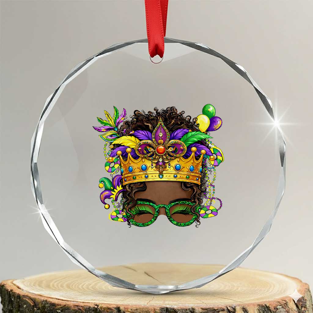 Mardi Gras Queen Crystal Glass Ornament Messy Pun Carnival Party