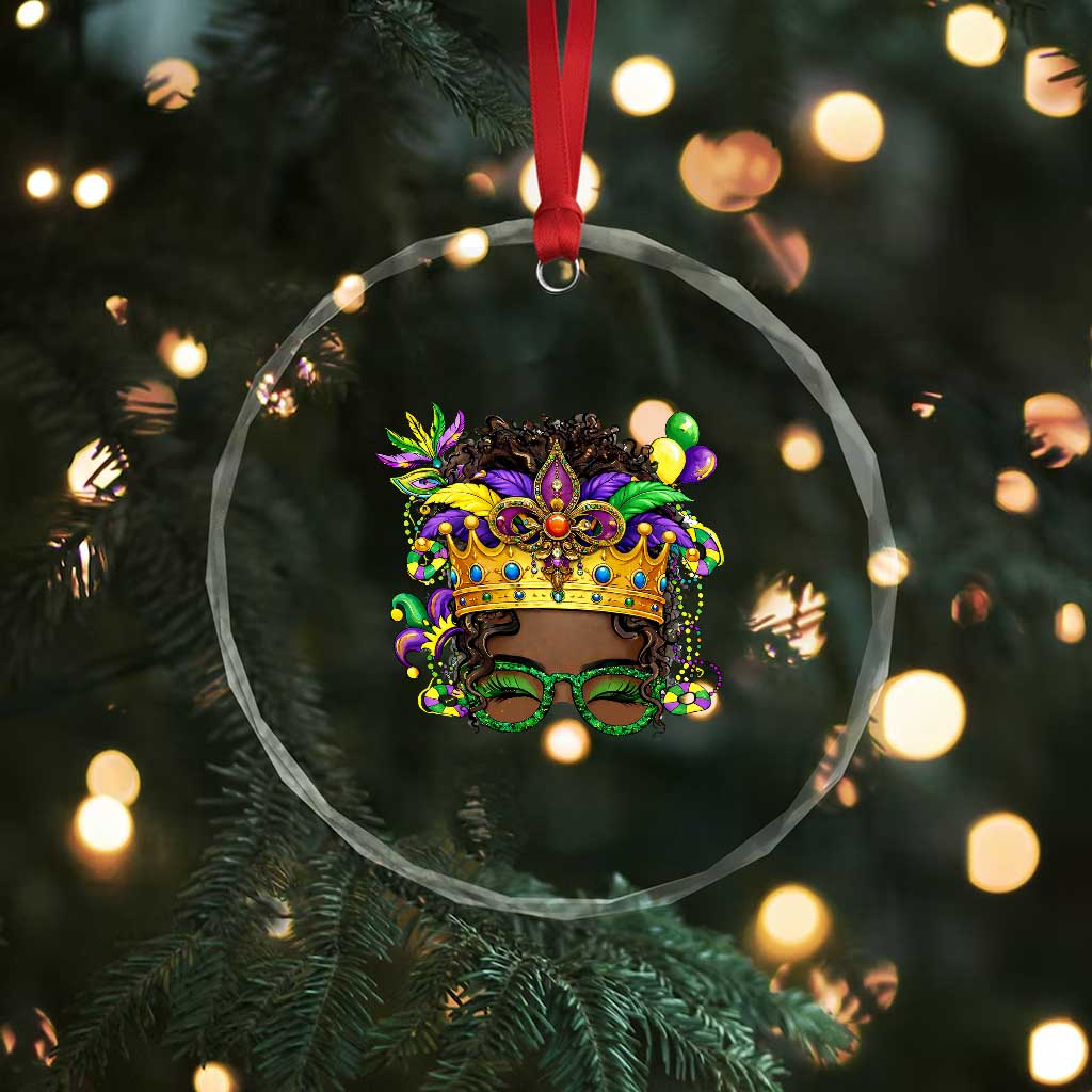 Mardi Gras Queen Crystal Glass Ornament Messy Pun Carnival Party