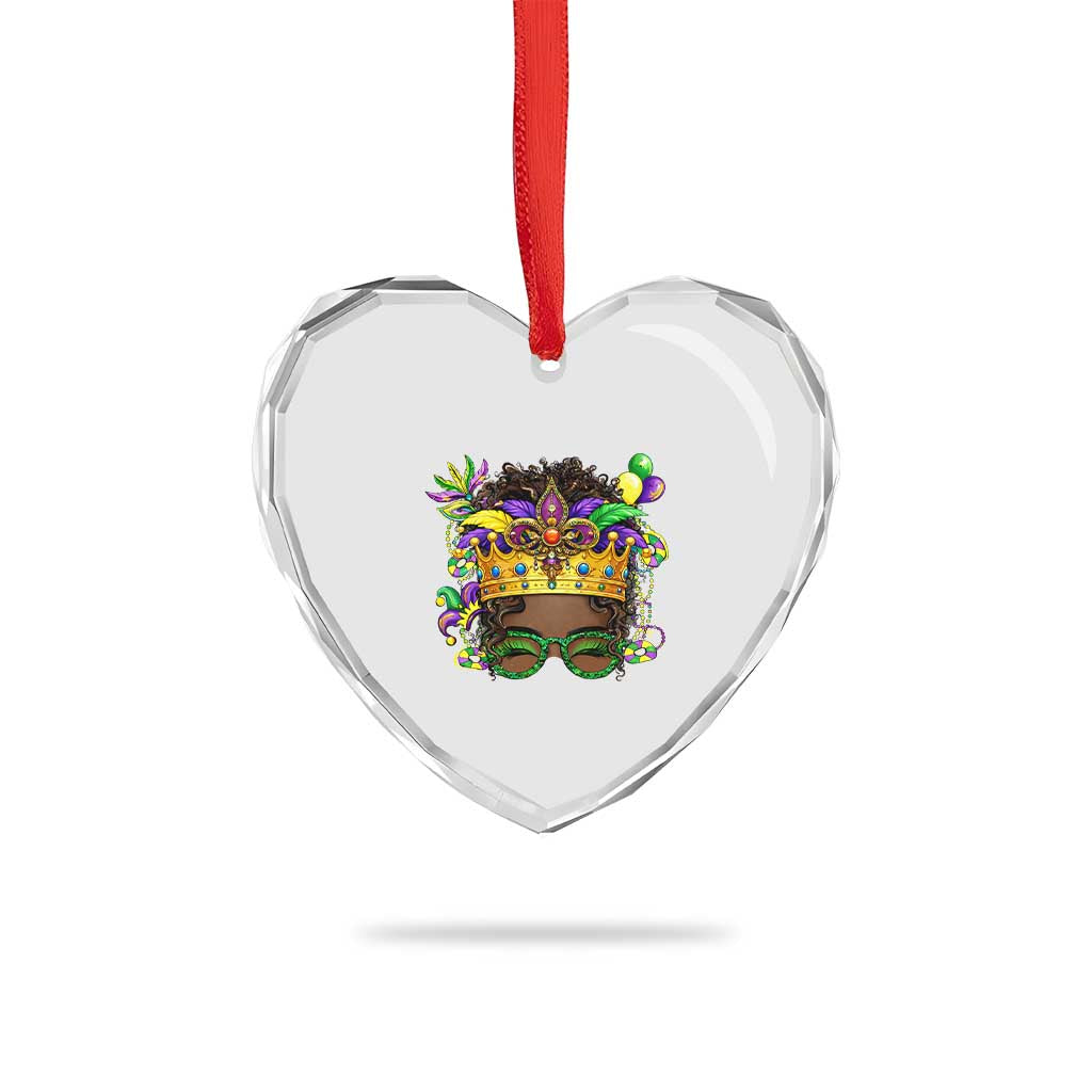 Mardi Gras Queen Heart Crystal Glass Ornament Messy Pun Carnival Party