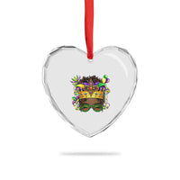 Mardi Gras Queen Heart Crystal Glass Ornament Messy Pun Carnival Party