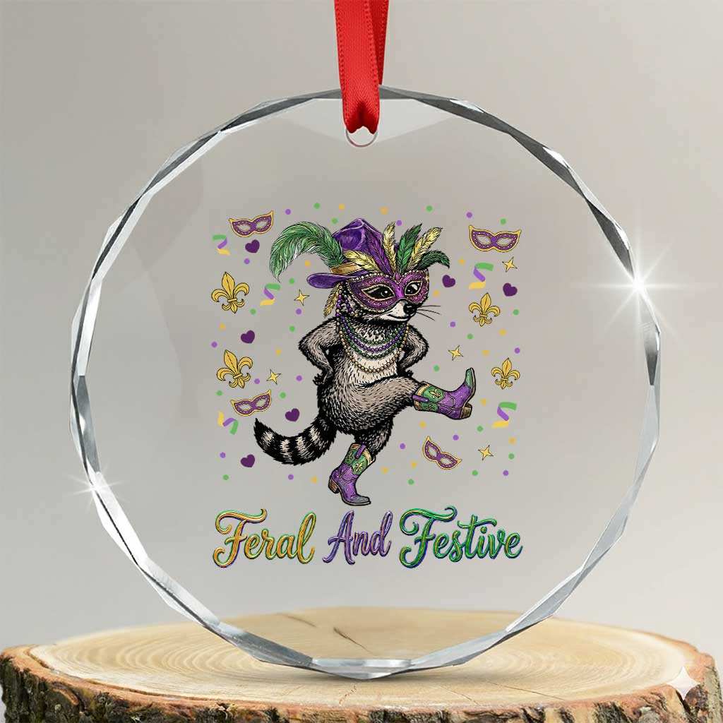 Mardi Gras Raccoon Crystal Glass Ornament Feral And Festive