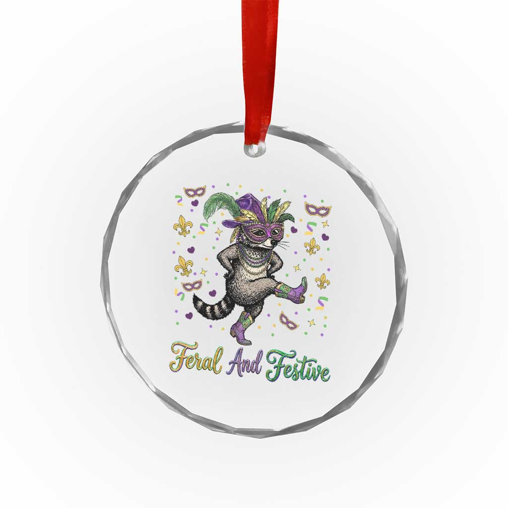 Mardi Gras Raccoon Crystal Glass Ornament Feral And Festive