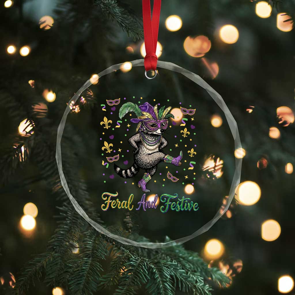 Mardi Gras Raccoon Crystal Glass Ornament Feral And Festive