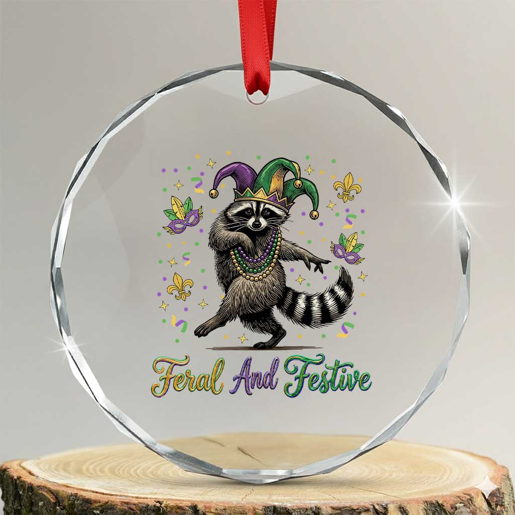 Mardi Gras Raccoon Crystal Glass Ornament Feral And Festive Trased Panda