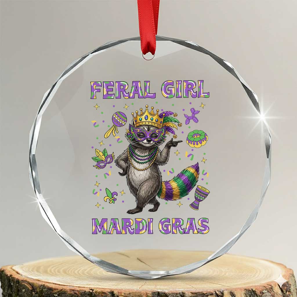 Mardi Gras Raccoon Crystal Glass Ornament Feral Girl Mardi Gras