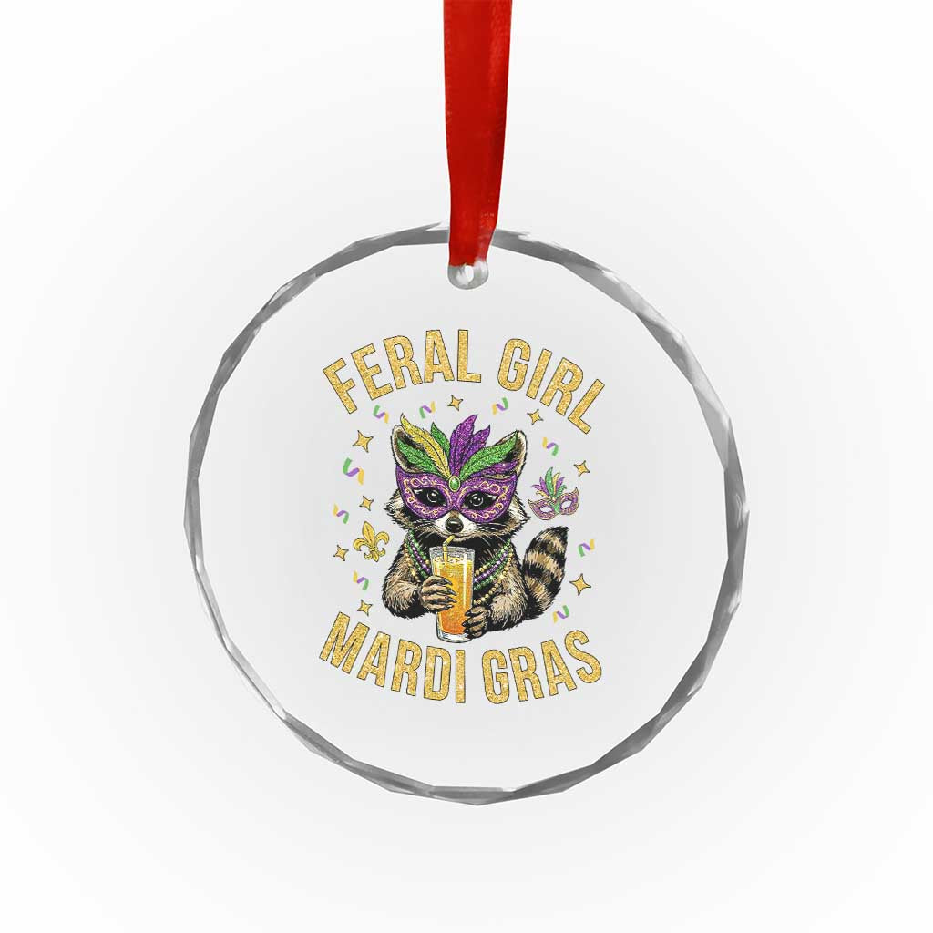 Mardi Gras Raccoon Crystal Glass Ornament Feral Girl Mardi Gras Trash Panda