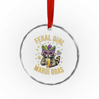 Mardi Gras Raccoon Crystal Glass Ornament Feral Girl Mardi Gras Trash Panda