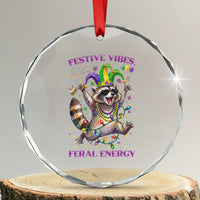 Mardi Gras Raccoon Crystal Glass Ornament Festive Vibes Feral Energy