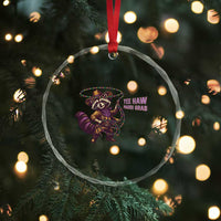 Mardi Gras Raccoon Crystal Glass Ornament Yee Haw Cowboy Mardi Gras Carnival Trendy Meme