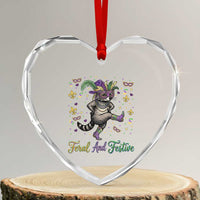 Mardi Gras Raccoon Heart Crystal Glass Ornament Feral And Festive