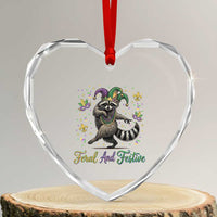 Mardi Gras Raccoon Heart Crystal Glass Ornament Feral And Festive Trased Panda