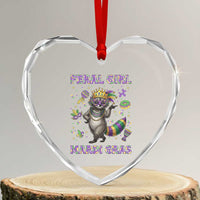 Mardi Gras Raccoon Heart Crystal Glass Ornament Feral Girl Mardi Gras
