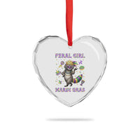 Mardi Gras Raccoon Heart Crystal Glass Ornament Feral Girl Mardi Gras