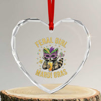 Mardi Gras Raccoon Heart Crystal Glass Ornament Feral Girl Mardi Gras Trash Panda