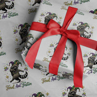Mardi Gras Raccoon Wrapping Paper Roll Feral And Festive Trased Panda