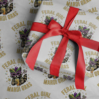 Mardi Gras Raccoon Wrapping Paper Roll Feral Girl Mardi Gras Trash Panda