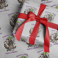 Mardi Gras Raccoon Wrapping Paper Roll Festive Vibes Feral Energy