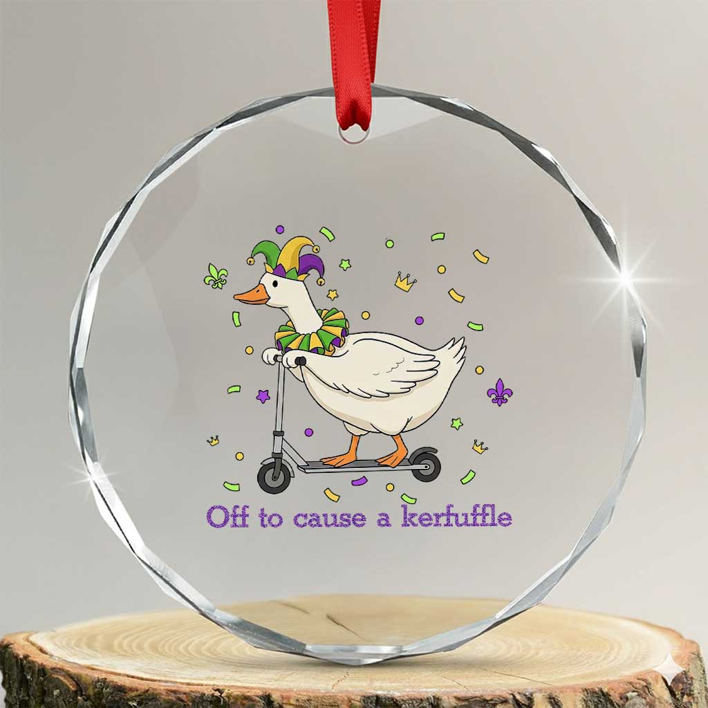 Mardi Gras Silly Goose Crystal Glass Ornament Off To Cause A Kerfuffle