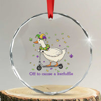 Mardi Gras Silly Goose Crystal Glass Ornament Off To Cause A Kerfuffle