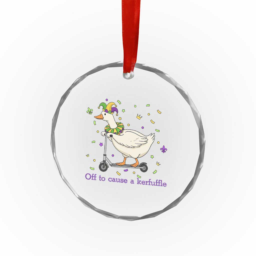 Mardi Gras Silly Goose Crystal Glass Ornament Off To Cause A Kerfuffle
