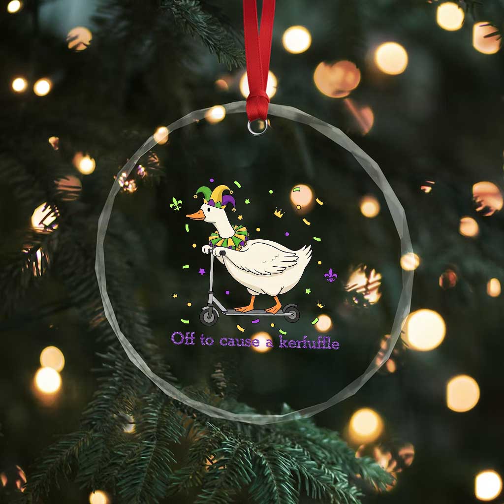 Mardi Gras Silly Goose Crystal Glass Ornament Off To Cause A Kerfuffle