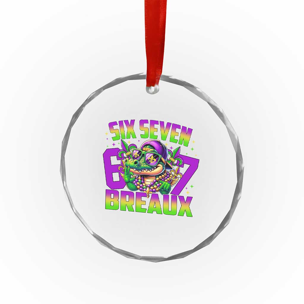 Mardi Gras Six Seven Breaux Crystal Glass Ornament Funny Mardigator Alligator 6 7 Meme