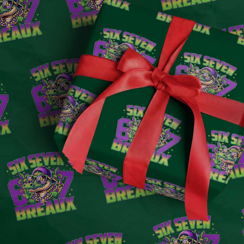 Mardi Gras Six Seven Breaux Wrapping Paper Roll Funny Mardigator Alligator 6 7 Meme