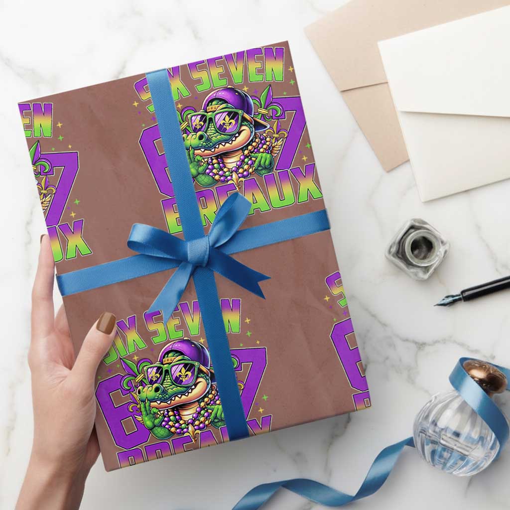 Mardi Gras Six Seven Breaux Wrapping Paper Roll Funny Mardigator Alligator 6 7 Meme