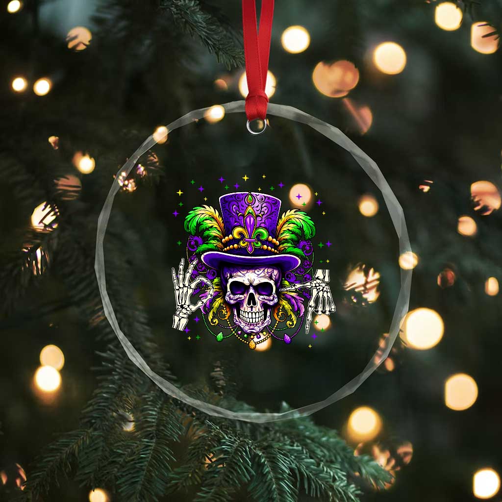 Mardi Gras Skull 67 Six Seven Meme New Orleans Witch Doctor Voodoo Crystal Glass Ornament