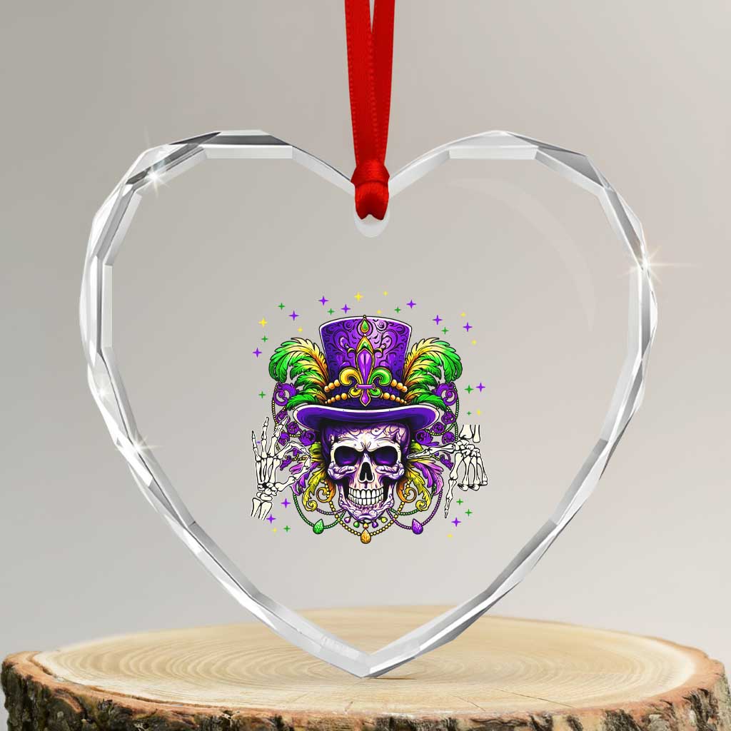 Mardi Gras Skull 67 Six Seven Meme New Orleans Witch Doctor Voodoo Heart Crystal Glass Ornament