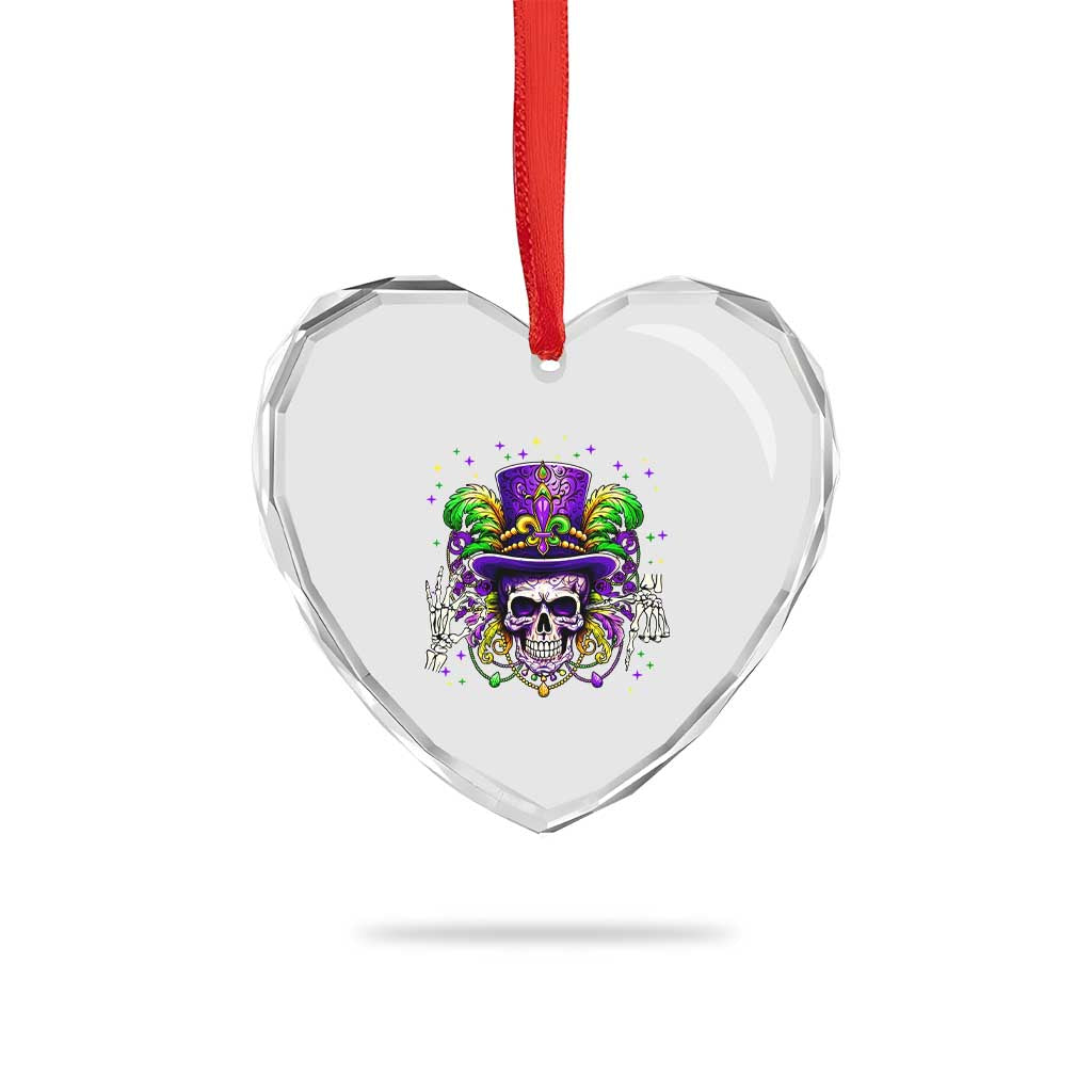 Mardi Gras Skull 67 Six Seven Meme New Orleans Witch Doctor Voodoo Heart Crystal Glass Ornament
