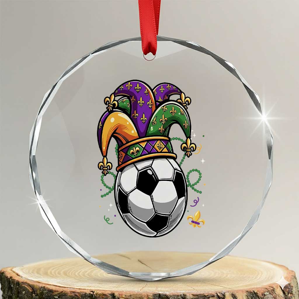 Mardi Gras Soccer Ball Crystal Glass Ornament Funny Louisiana Carnival Sports Gift