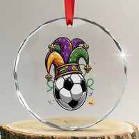 Mardi Gras Soccer Ball Crystal Glass Ornament Funny Louisiana Carnival Sports Gift