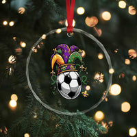 Mardi Gras Soccer Ball Crystal Glass Ornament Funny Louisiana Carnival Sports Gift