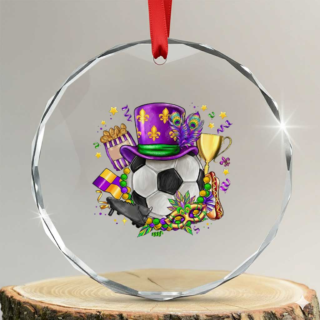 Mardi Gras Soccer Ball Crystal Glass Ornament Funny Soccer Player Gift