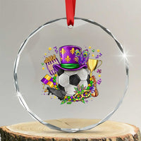 Mardi Gras Soccer Ball Crystal Glass Ornament Funny Soccer Player Gift