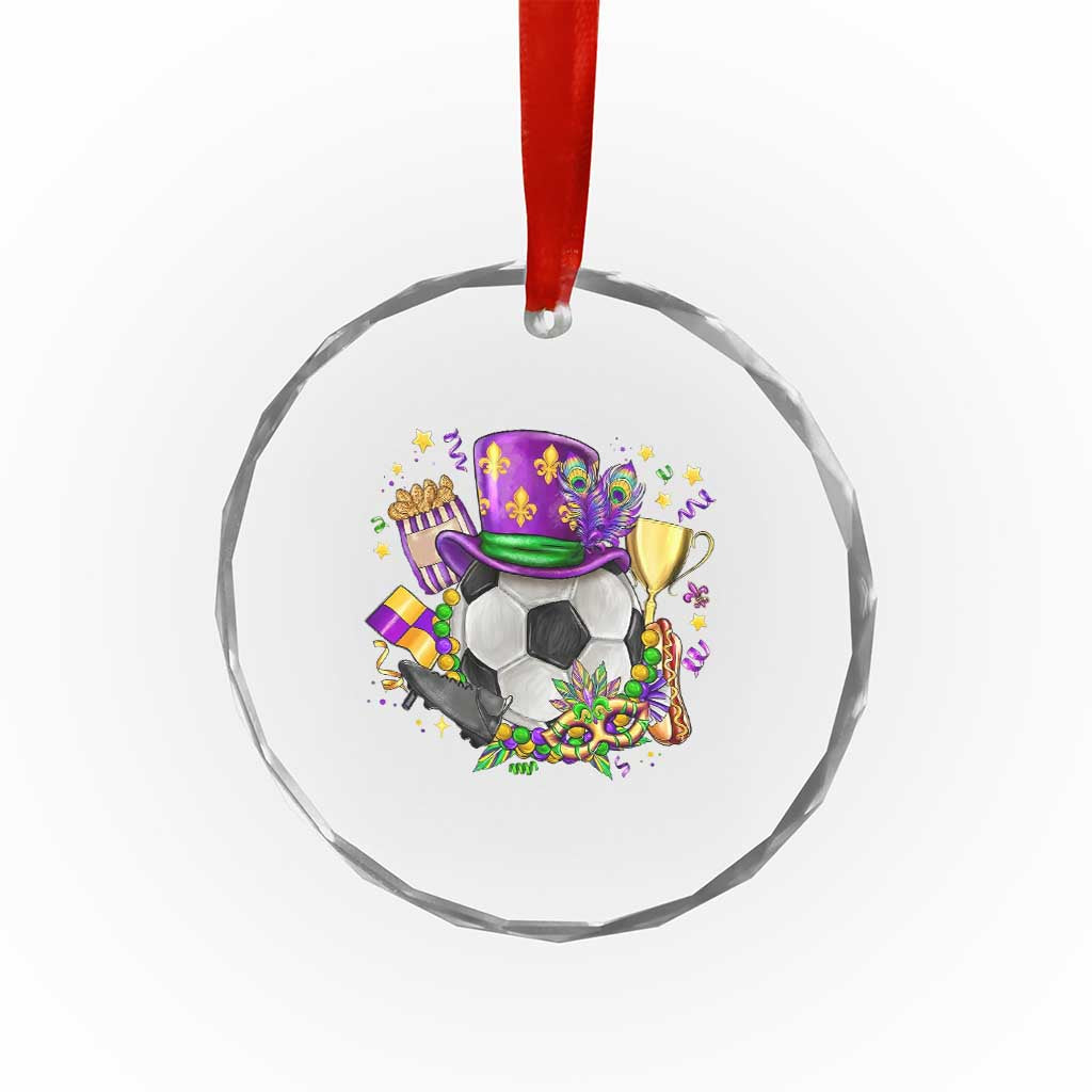 Mardi Gras Soccer Ball Crystal Glass Ornament Funny Soccer Player Gift