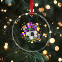 Mardi Gras Soccer Ball Crystal Glass Ornament Funny Soccer Player Gift