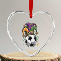 Mardi Gras Soccer Ball Heart Crystal Glass Ornament Funny Louisiana Carnival Sports Gift
