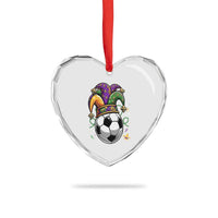 Mardi Gras Soccer Ball Heart Crystal Glass Ornament Funny Louisiana Carnival Sports Gift