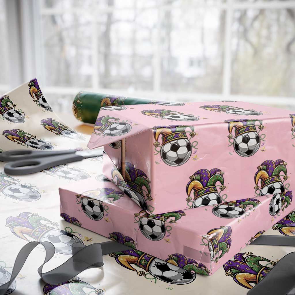 Mardi Gras Soccer Ball Wrapping Paper Roll Funny Louisiana Carnival Sports Gift