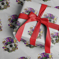 Mardi Gras Soccer Ball Wrapping Paper Roll Funny Soccer Player Gift