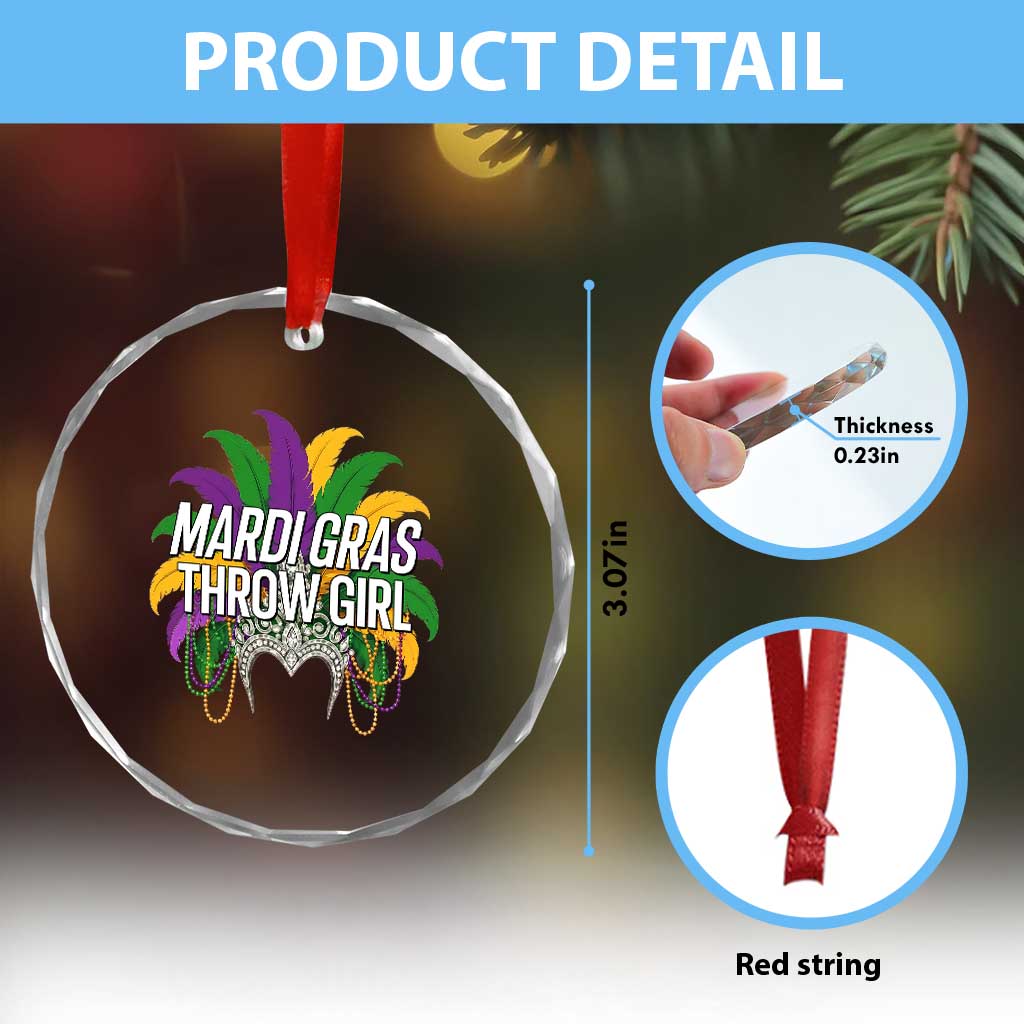 Mardi Gras Throw Girl Crystal Glass Ornament Funny New Orleans Carnival Headdress Beads