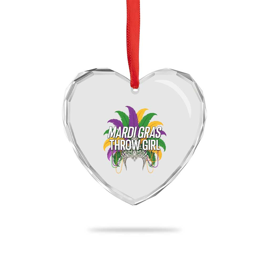 Mardi Gras Throw Girl Heart Crystal Glass Ornament Funny New Orleans Carnival Headdress Beads