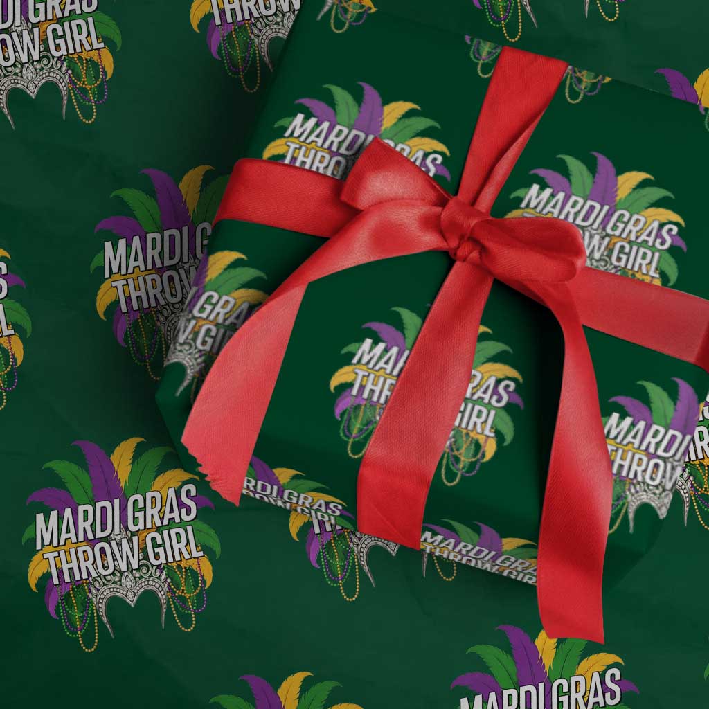 Mardi Gras Throw Girl Wrapping Paper Roll Funny New Orleans Carnival Headdress Beads