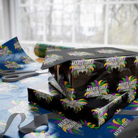 Mardi Gras Throw Girl Wrapping Paper Roll Funny New Orleans Carnival Headdress Beads
