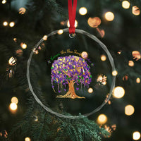 Mardi Gras Tree Brushstroke Graphic Crystal Glass Ornament Laissez Les Bon Temps Rouler